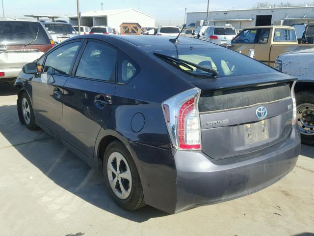 JTDKN3DUXC1523128 - 2012 TOYOTA PRIUS GRAY photo 3