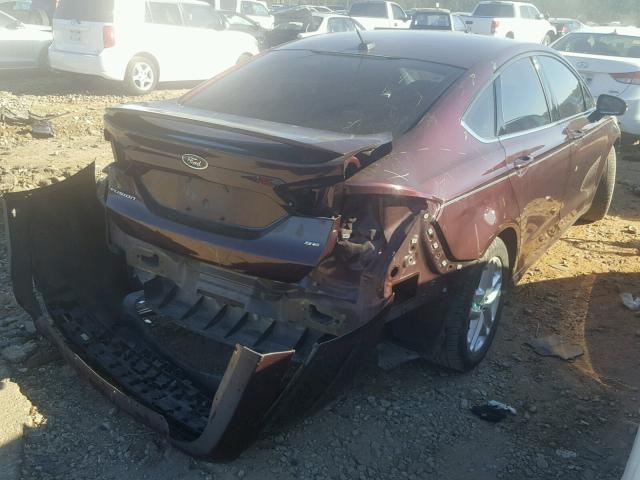 3FA6P0H76DR134529 - 2013 FORD FUSION SE MAROON photo 4