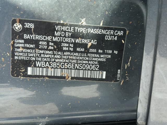 WBA3B5G56ENS09062 - 2014 BMW 328 XI SUL GRAY photo 10
