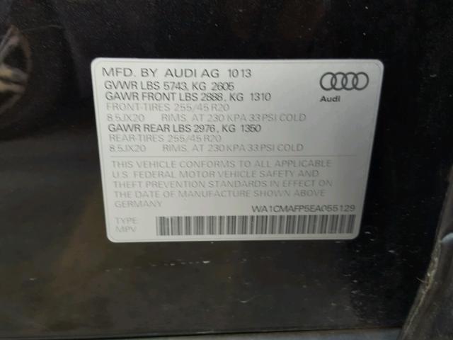 WA1CMAFP5EA055129 - 2014 AUDI Q5 TDI BLACK photo 10