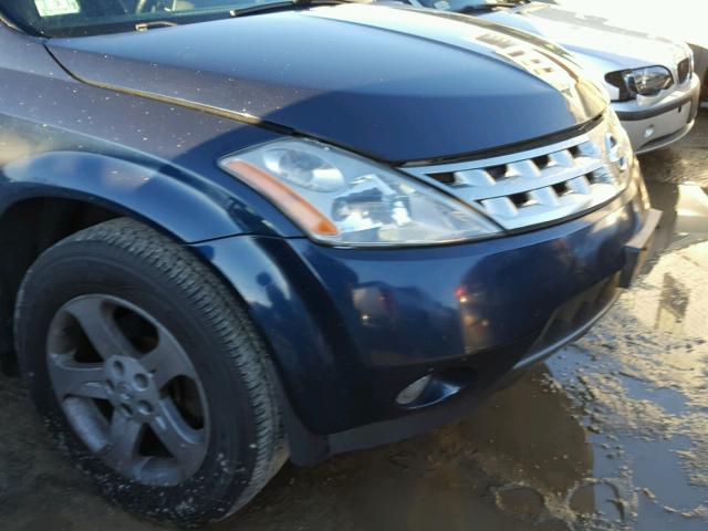 JN8AZ08WX4W336619 - 2004 NISSAN MURANO SL BLUE photo 9