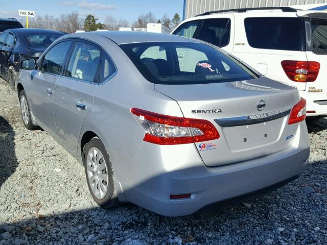 3N1AB7AP9EL692890 - 2014 NISSAN SENTRA S SILVER photo 3