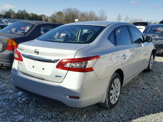 3N1AB7AP9EL692890 - 2014 NISSAN SENTRA S SILVER photo 4