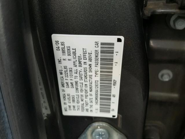 1HGCM56806A129372 - 2006 HONDA ACCORD EX GRAY photo 10