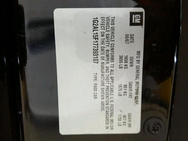 1G2AL15F177393107 - 2007 PONTIAC G5 BLACK photo 10