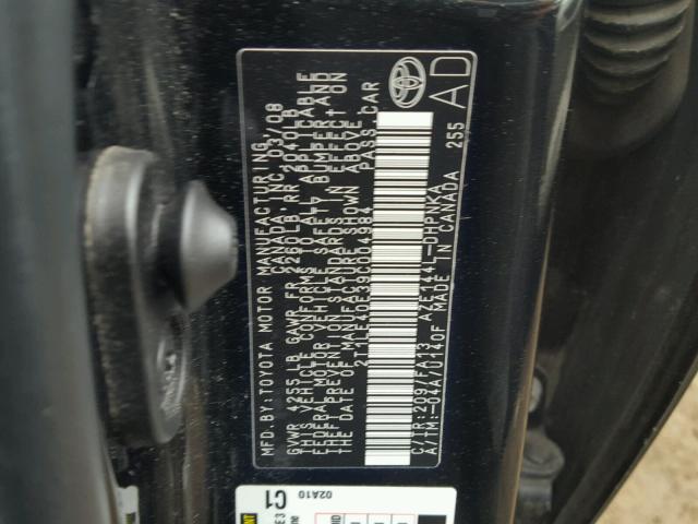 2T1LE40E39C004984 - 2009 TOYOTA COROLLA MA BLACK photo 10