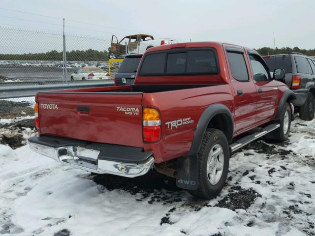 5TEHN72N92Z108660 - 2002 TOYOTA TACOMA DOU RED photo 4