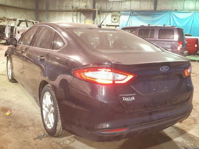 3FA6P0H74ER142811 - 2014 FORD FUSION SE BLACK photo 3