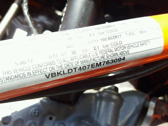 VBKLDT407EM763094 - 2014 KTM 690 DUKE ORANGE photo 10