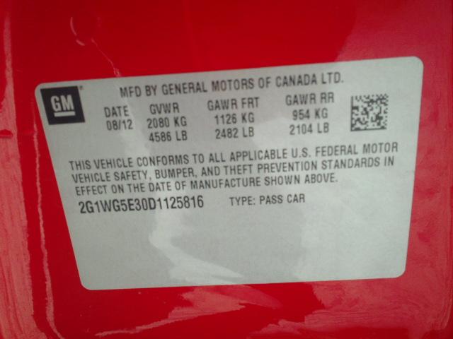 2G1WG5E30D1125816 - 2013 CHEVROLET IMPALA LT RED photo 10