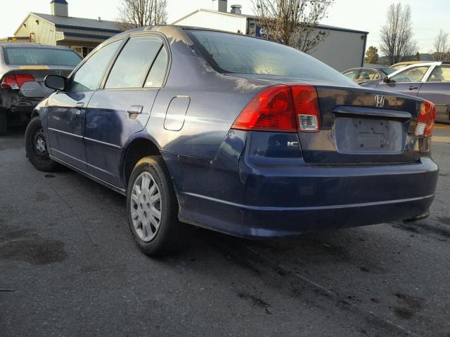 2HGES16625H581278 - 2005 HONDA CIVIC LX BLUE photo 3