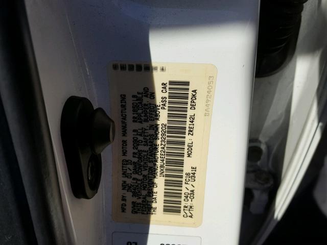 1NXBU4EE2AZ329202 - 2010 TOYOTA COROLLA BA WHITE photo 10