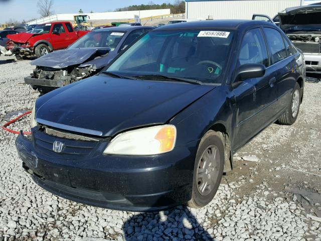 1HGES16231L050990 - 2001 HONDA CIVIC DX BLACK photo 2