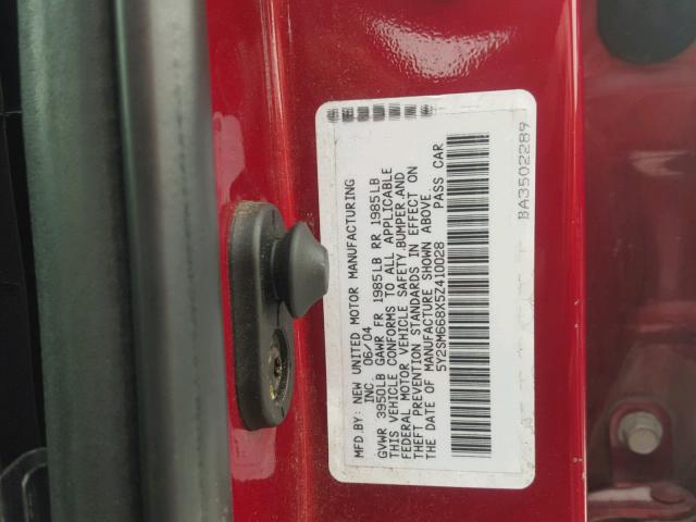 5Y2SM668X5Z410028 - 2005 PONTIAC VIBE RED photo 10