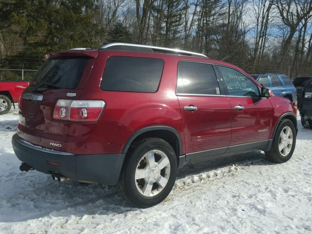 1GKEV23708J219482 - 2008 GMC ACADIA SLT RED photo 4