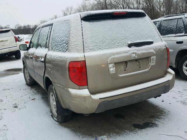 2HKYF18185H550061 - 2005 HONDA PILOT LX TAN photo 3