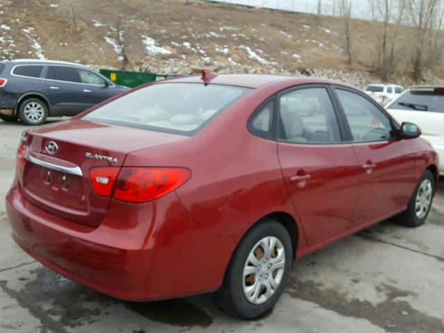 KMHDU4ADXAU124183 - 2010 HYUNDAI ELANTRA BL RED photo 4