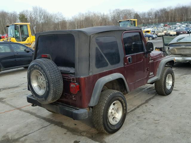 1J4FA49S13P324745 - 2003 JEEP WRANGLER / MAROON photo 4