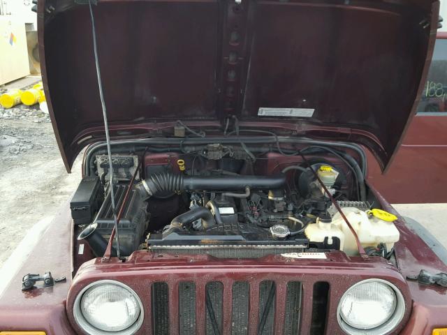 1J4FA49S13P324745 - 2003 JEEP WRANGLER / MAROON photo 7