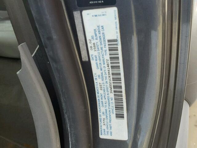 3VWDD21C93M414872 - 2003 VOLKSWAGEN NEW BEETLE 灰色 照片 10