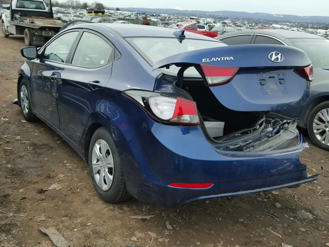 5NPDH4AEXGH694544 - 2016 HYUNDAI ELANTRA SE BLUE photo 3