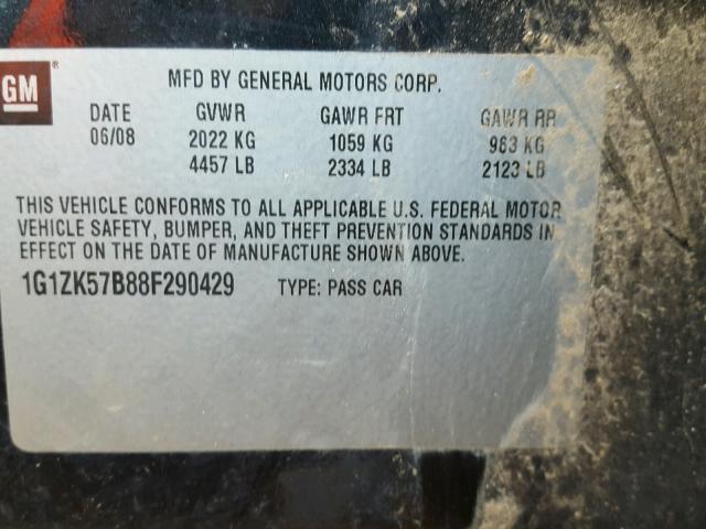 1G1ZK57B88F290429 - 2008 CHEVROLET MALIBU LTZ BLACK photo 10