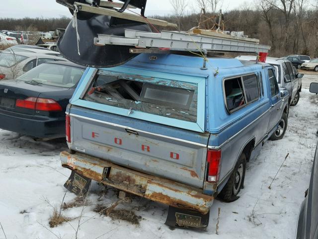 1FTEF15G4DPA68797 - 1983 FORD F150 BLUE photo 4