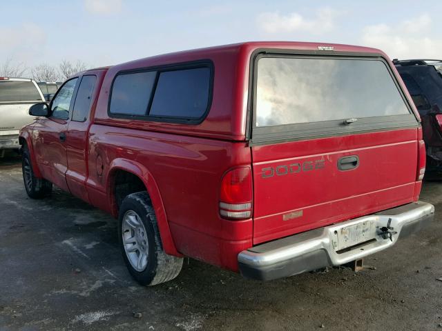 1B7GL32X42S511011 - 2002 DODGE DAKOTA SPO RED photo 3