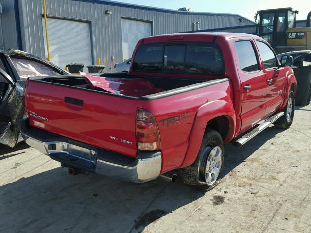 5TELU42NX5Z130876 - 2005 TOYOTA TACOMA DOU RED photo 4