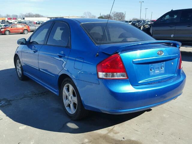 KNAFE121875009580 - 2007 KIA SPECTRA EX BLUE photo 3