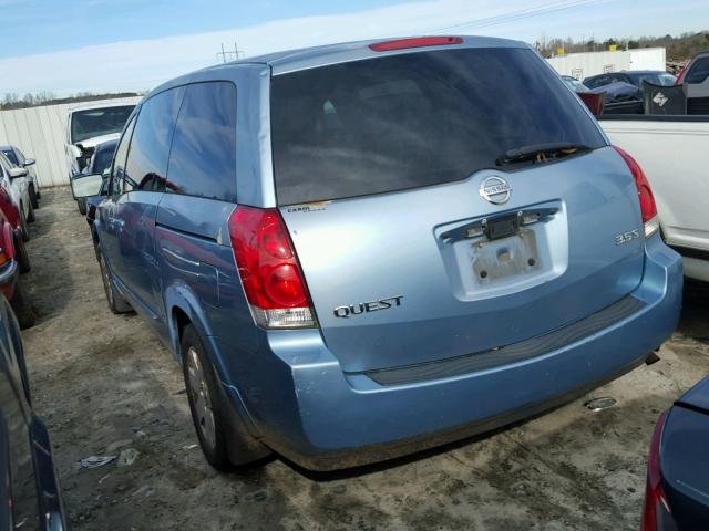 5N1BV28U14N313415 - 2004 NISSAN QUEST S BLUE photo 3