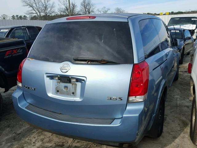 5N1BV28U14N313415 - 2004 NISSAN QUEST S BLUE photo 4