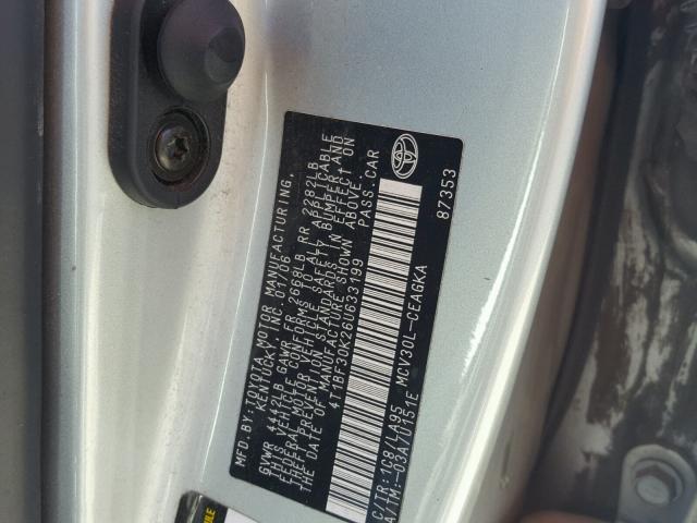 4T1BF30K26U633199 - 2006 TOYOTA CAMRY LE SILVER photo 10