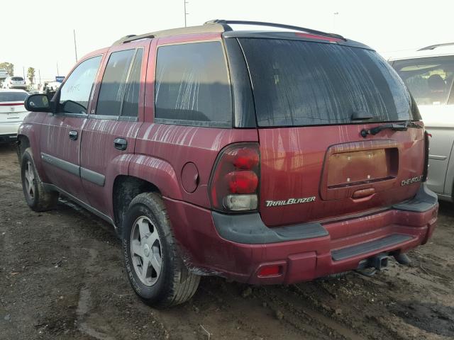 1GNDS13S442339635 - 2004 CHEVROLET TRAILBLAZE BURGUNDY photo 3