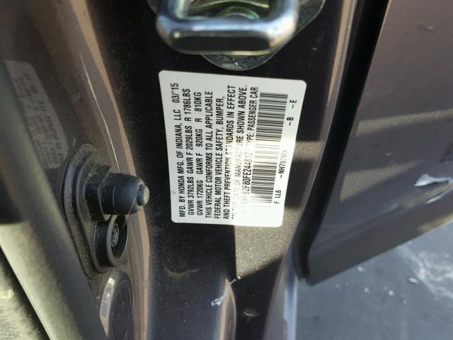 19XFB2F80FE244812 - 2015 HONDA CIVIC EX გრაფიტი ფოტო 10