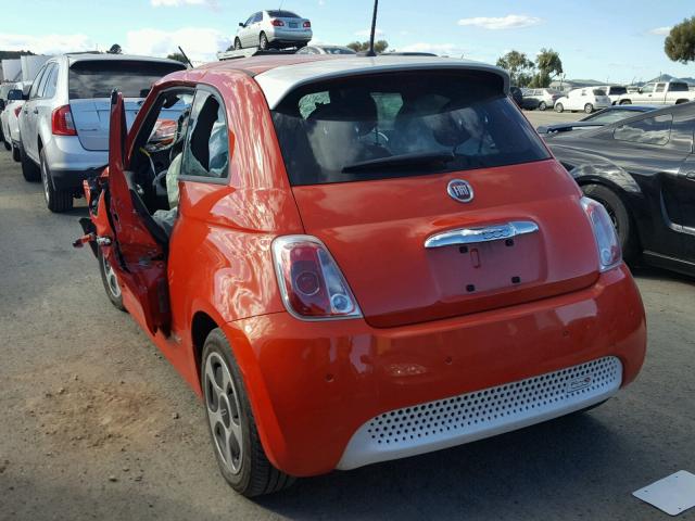 3C3CFFGE2FT749818 - 2015 FIAT 500 ELECTR ORANGE photo 3