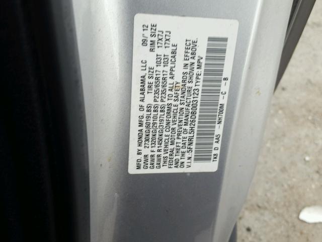 5FNRL5H26DB003123 - 2013 HONDA ODYSSEY LX SILVER photo 10