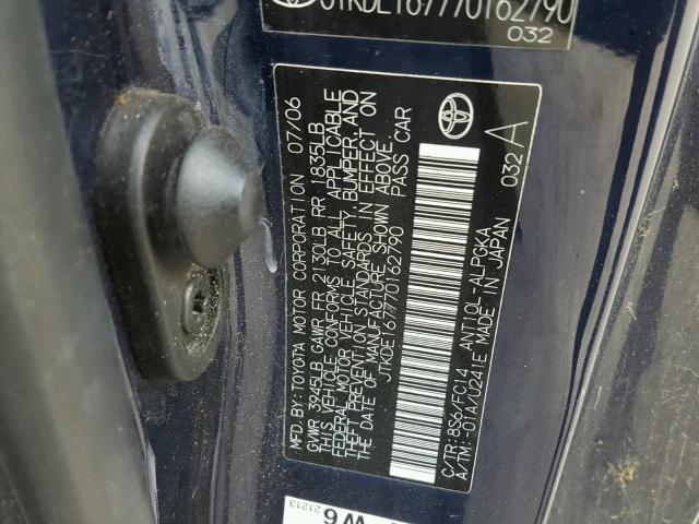 JTKDE167770162790 - 2007 TOYOTA SCION TC 蓝色 照片 10