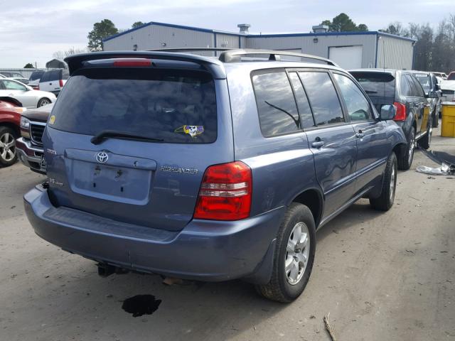 JTEHF21A330156229 - 2003 TOYOTA HIGHLANDER BLUE photo 4