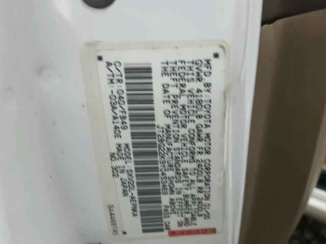 JT2BG22K9Y0453469 - 2000 TOYOTA CAMRY CE WHITE photo 10