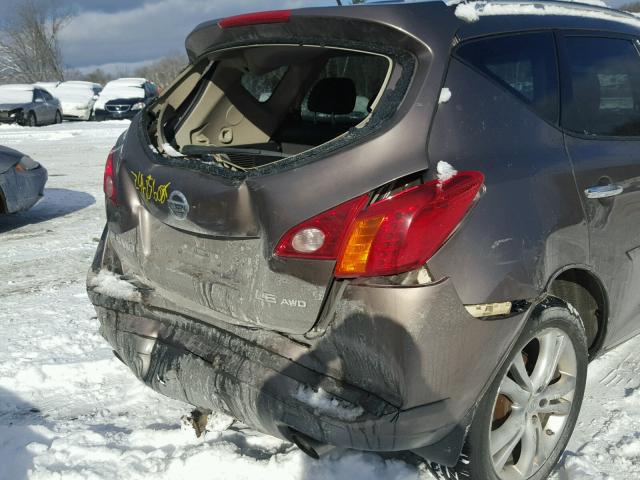 JN8AZ18W39W147257 - 2009 NISSAN MURANO S BROWN photo 9