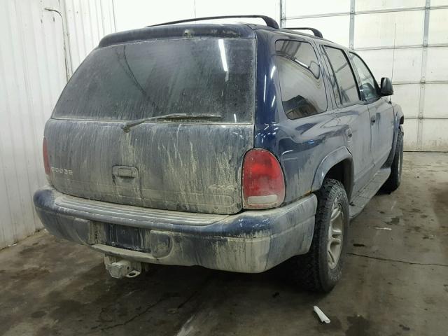 1B4HS28N31F588643 - 2001 DODGE DURANGO BLUE photo 4