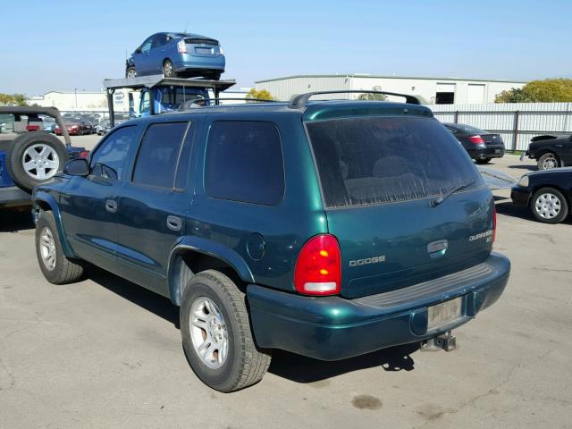 1D4HR48N23F508619 - 2003 DODGE DURANGO SL GREEN photo 3