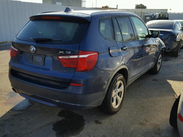 5UXWX5C56CL728398 - 2012 BMW X3 XDRIVE2 BLUE photo 4