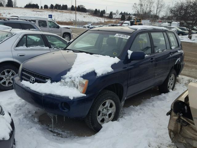 JTEGD21A110011463 - 2001 TOYOTA HIGHLANDER BLUE photo 2