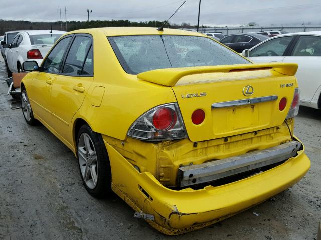 JTHBD182X10012729 - 2001 LEXUS IS 300 YELLOW photo 3