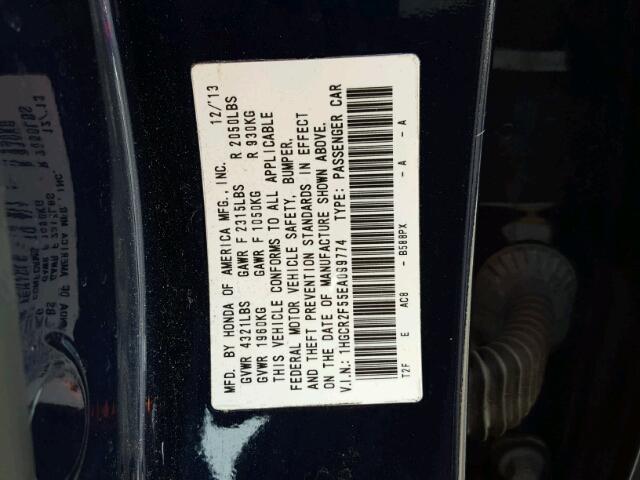 1HGCR2F55EA099774 - 2014 HONDA ACCORD SPO BLUE photo 10