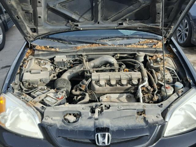 1HGEM22991L013767 - 2001 HONDA CIVIC SI BLACK photo 7