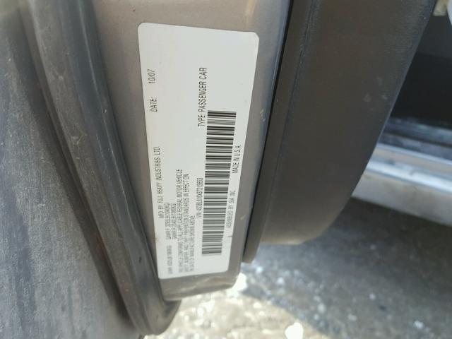 4S3BL616X87215653 - 2008 SUBARU LEGACY 2.5 SILVER photo 10