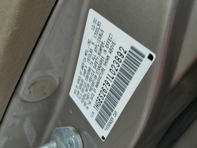 1HGES26791L023892 - 2001 HONDA CIVIC EX თაფლისფერი ფოტო 10